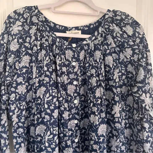 Talisman navy Moon River Boho Raglan Long Sleeve top S/M NWT White Size M