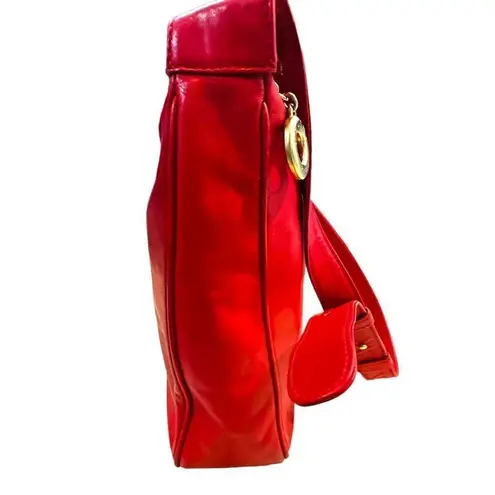 CELINE  Red Lambskin Leather Convertible Crossbody Purse Bag