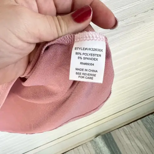 Adrienne Vittadini Plus Size 3X Pink Mauve Blouse 3/4 Sleeve Embroidered