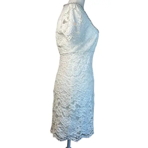 Likely Isa Dress in White 6 New Womens Lace Crystal Pearl Trim Mini