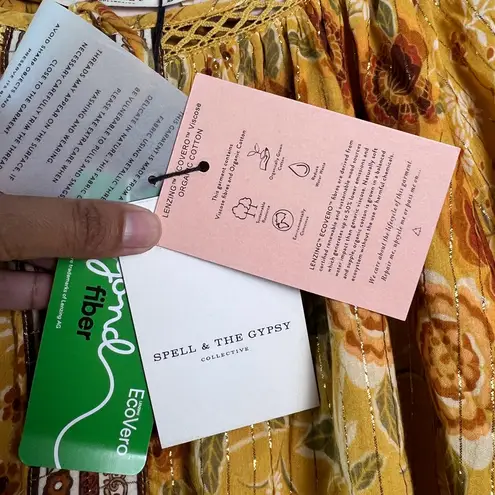 Spell & The Gypsy Mystic Tunic Dress Yellow Sunflower Boho Festival XS NWT