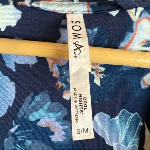 Soma Cool Nights Short Robe in Phantom Floral Navy Women's Size S/M
