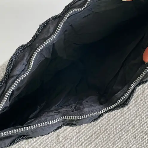 Vintage CORDE 1940’s Black Woven Circle Design Crochet Oversized Clutch Bag