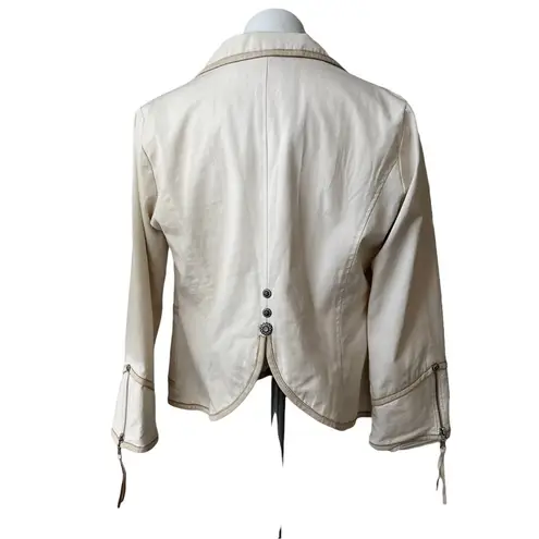 My Tribe Ivory Jacket with Leather Trim