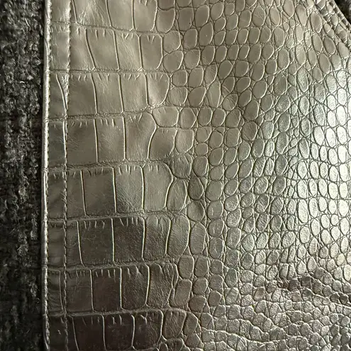 Christian LaCroix | Black Boucle Vegan Croc Leather Button front Mini Skirt Sz 2 - Image 2