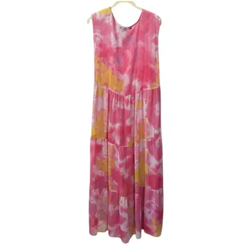 America & Beyond Swim Coverup Maxi Dress Size M In Pink And Yellow Size M