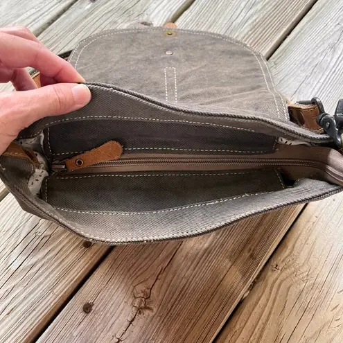 Myra Bag Cargo 157 Women's Cowhide And Cotton Messenger Bag Gray