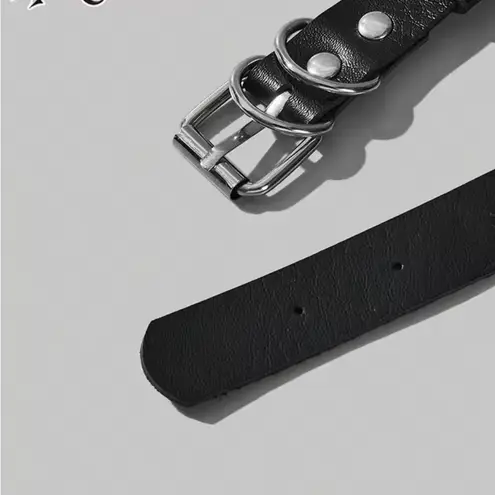 Black Leather Collar with Silver Spider Pendant