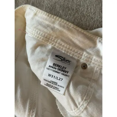 Silver Jeans Women's Berkley Ankle Skinny Stretch White Denim Jeans Pants Sz 31