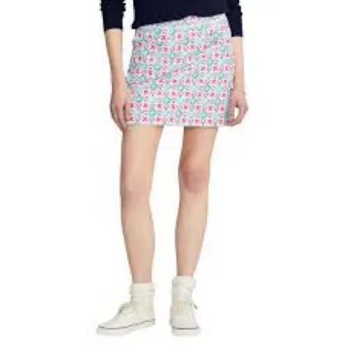RLX Pleated Back Multi Color Tile Floral Golf Tennis Athletic Skirt Skort XXS Blue