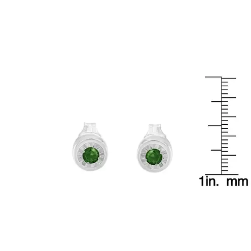 Brilliance Haus of  Sterling Silver Round Brilliant Green Diamond Stud Earrings