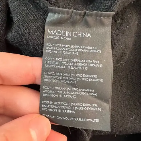 Club Monaco Cut Out Long Sleeve Wool Black Mini Sweater Dress Size XS