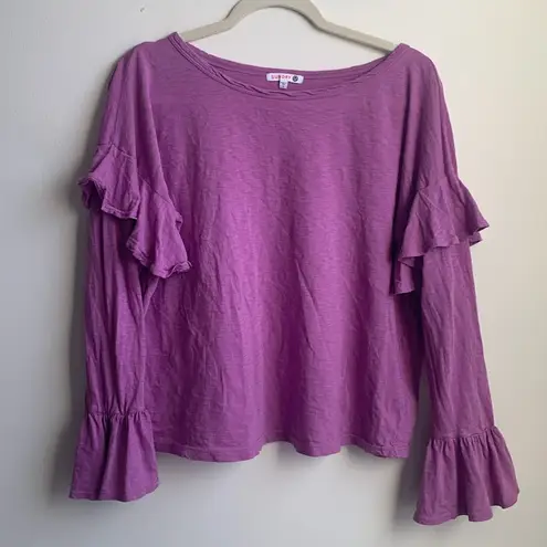 Sundry Tiered Double Ruffle Long Sleeve Tee PURPLE