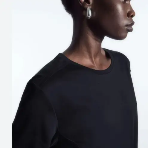 COS Black Long Sleeve Crewneck Top Waist Length XS