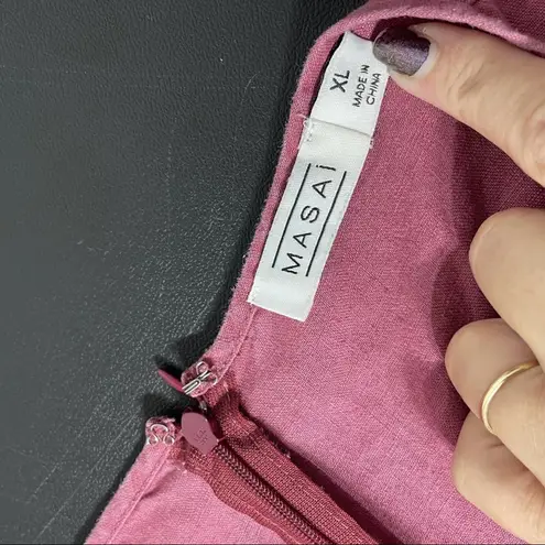 MASAI Copenhagen Nabla Dress Sheath 100% Linen Short Sleeve Kangaroo Sz XL Pink