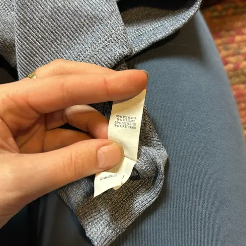 Aerie NWOT  BLUE RIBBED MOCK NECK LONG SLEEVE ATHLETIC STRETCH CROP TOP