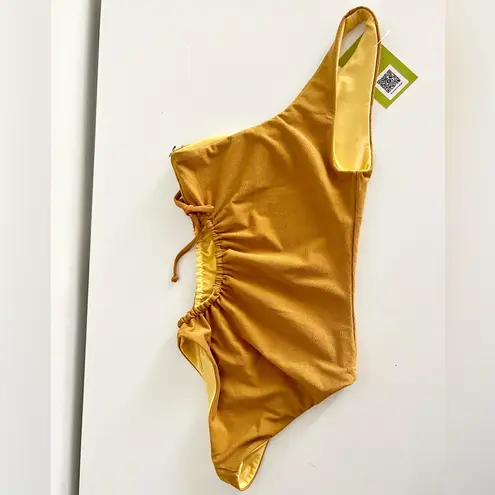 One Piece Jade swim swimsuit asymmetrical mustard yellow XS new