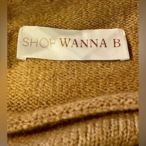 Colorblock Pullover Soft & Cozy Mock Neck Shop Wanna B Large Tan