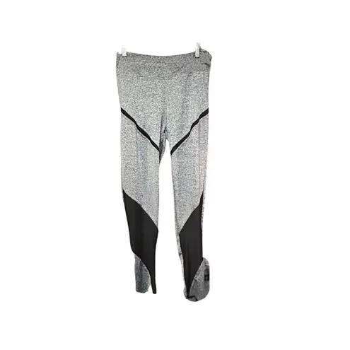 None Champion Gray Athletic Leggings Black Mesh Inserts S