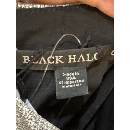 Black Halo Iron Glow Metallic Dress Size 6 Cutout Back Long Sleeve Bodycon