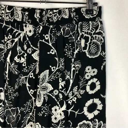 Body Central Black & White Floral High Rise Pull On Pants M