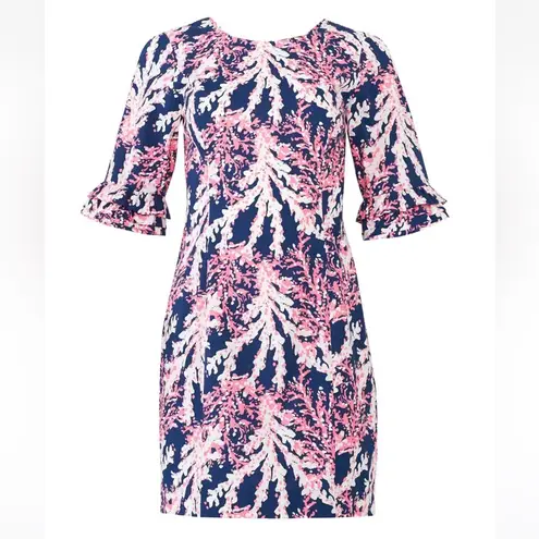 Lilly Pulitzer Fiesta Coral Reef AOP Sheath Dress Short Sleeve Beachy oversized