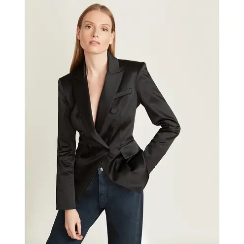 Veronica Beard NEW Miller Dickey Black Satin Double Breasted Blazer Jacket Sz 8