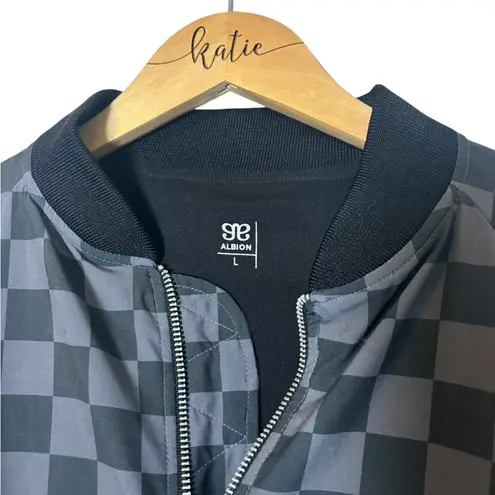 ALBION FIT Women’s Black Checkered Bomber Jacket- Size Large