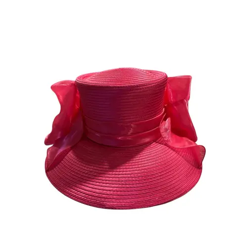 Whittall & Shon Designer Hat. Wide Brim Lampshade Bell ShapedStraw Floral Mesh