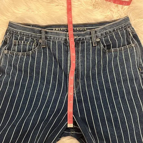 American Eagle Mom Jean high rise striped cotton denim jeans 12