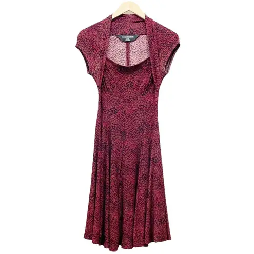 Norma Kamali Dress Size XS Red Snake Print Shrug Top Fit & Flare Knee Length