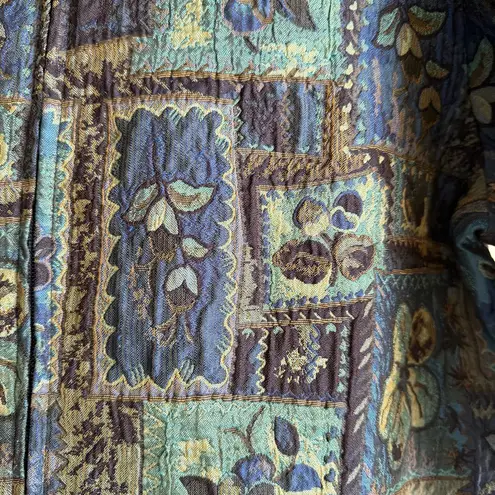 Coldwater Creek Patchwork Jacket Women’s XL Tapestry Floral Zip Retro Artsy Boho