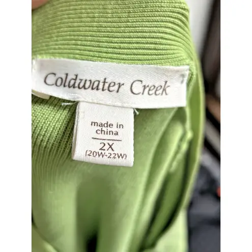Coldwater Creek Green Silk Cotton Blend Knit Cardigan Half Sleeve Plus 2X