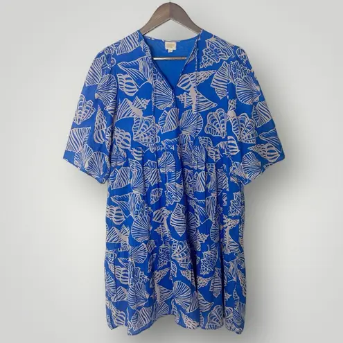 Sunshine Tienda Blue Shell Print Cotton Dress V