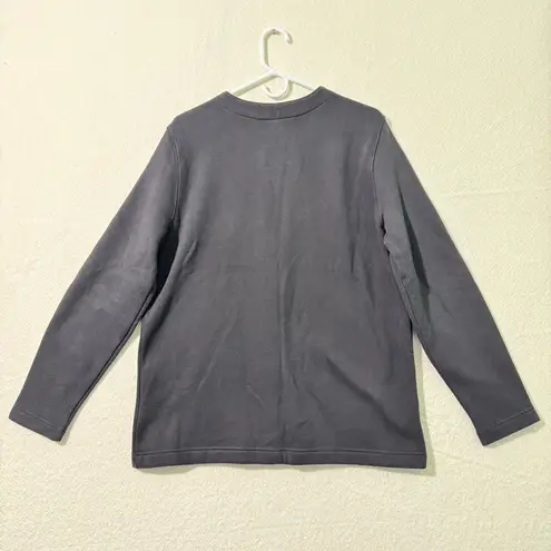 Classic Elements Black Cardigan Sweater Red Poinsettias Floral Embroidered Large