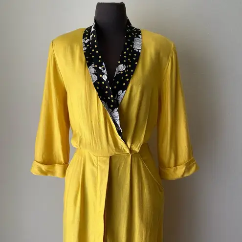 Danny & Nicole sz L silk/rayon yellow midi dress