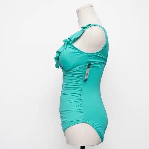 Lauren Ralph Lauren. Beach Club Ruffle One Piece Swimsuit. Blue Size 4