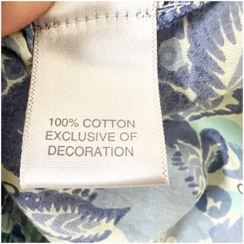 Avenue Handcrafted Tunic Plus Size 26/28 NWT Tropical Print Studded Neckline Blu