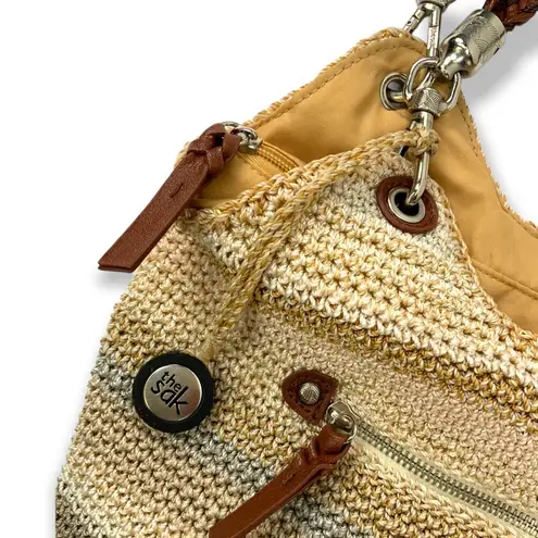 The Sak | Indio Crochet Neutral Sand Stripe Tightweave Medium Shoulder Bag Purse