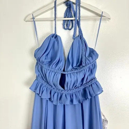 Dress the Population Athena Halter Neck Gown in Periwinkle Size Small