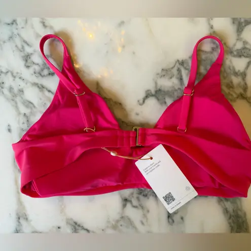 Quince NWT Berry Hot Pink Italian v-neck bikini top Sz L