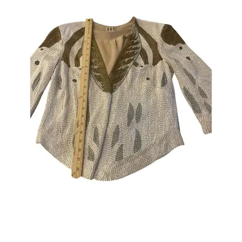 Haute Hippie (Serena Gossip Girl) Beaded Blazer Tan/ Gold XS Evening Jacket