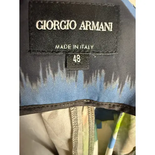 Giorgio Armani Abstract Watercolor Print Belted Tie Waist Relaxed Pants Size 12
