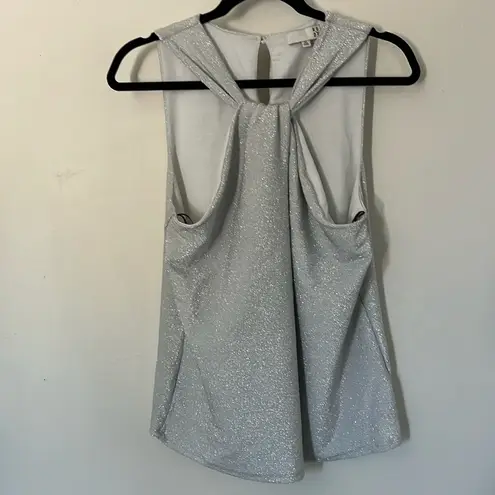 Ro & De  silver shimmer metallic sleeveless twist front top sz Medium