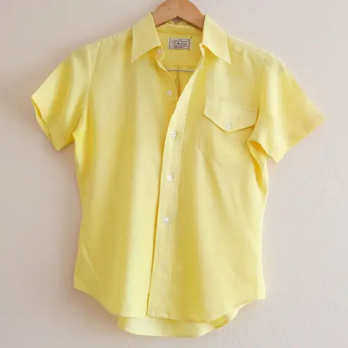 Vintage 70s Lady Manhattan Western Shirt Yellow Dagger Collar Women's 8/10 Retro Size XS