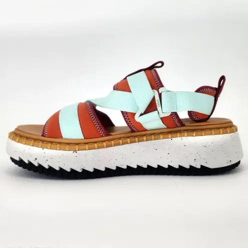 Chloé Lilli Multi-Strap Platform Sandals Orange/Teal EU 38 (US 7.5–8)