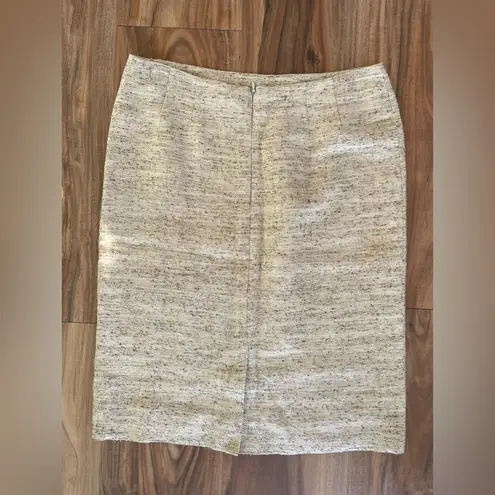 Oscar de la Renta  Beige Textured Tweed Skirt Made in Italy