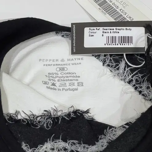 NEW Pepper Mayne XS Contrast Seamless Bodysuit Black White Colorblock Leotard