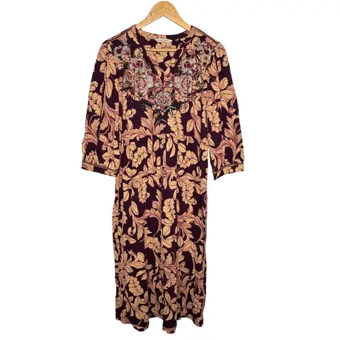 Soft Surroundings Boho Embroidered Sequin V-Neck Tunic Peasant Dress Size Small