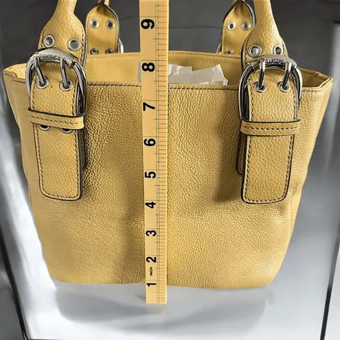 Tignanella Tignanello Yellow Pebbled Leather Buckle Tote Shoulder Bag